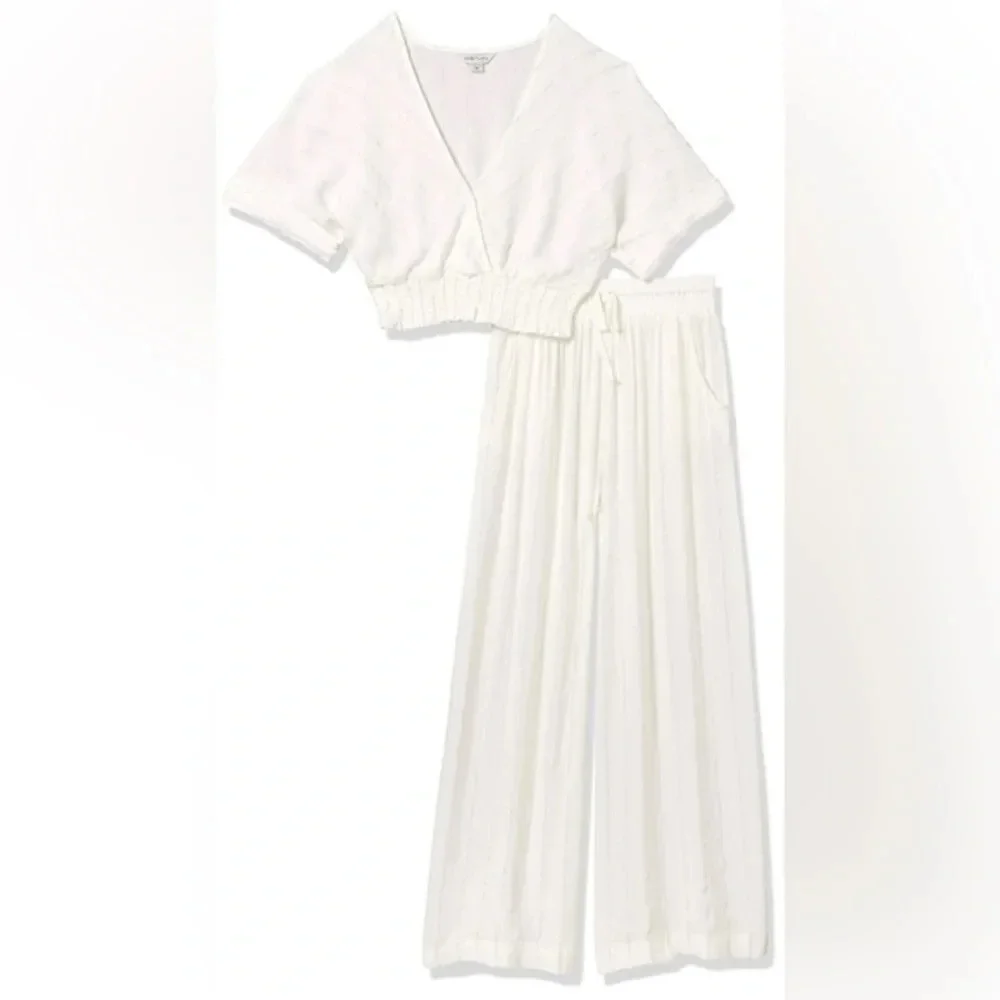 NWT Habitual Kids Faye Metallic Stripe Top & Wide-Leg Pants Swim Cover-Up Set 6X